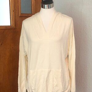 'Threads 4 Thought' Pullover Thin Ivory Hoodie Sweatshirt - Size Medium